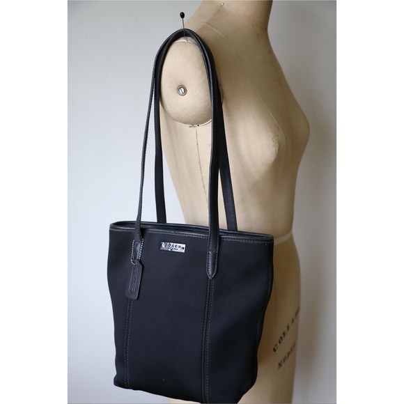 Coach Vintage 90s Black Neoprene & Leather Bag HON-6201 - Picture 1 of 7